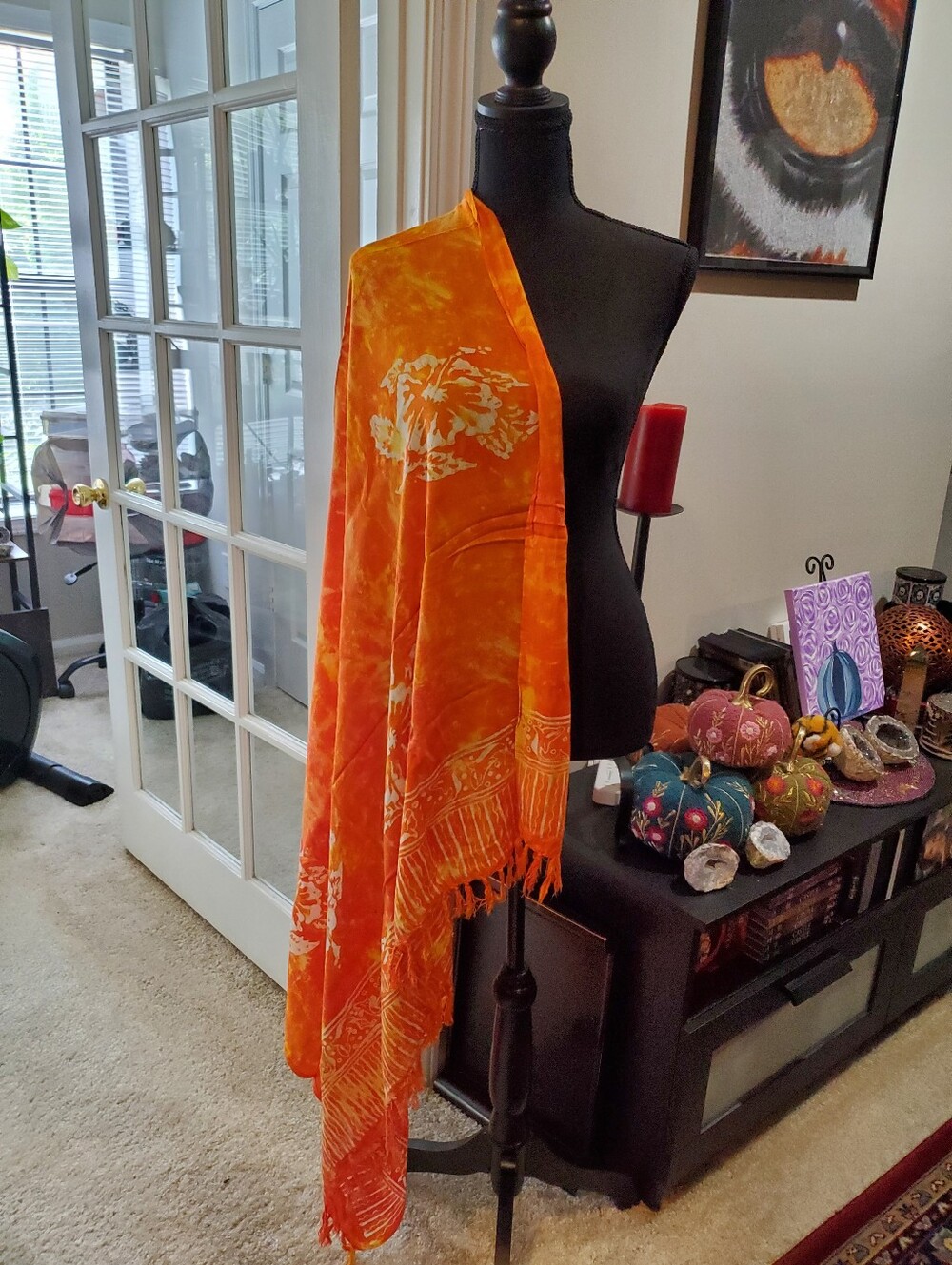 Orange Floral Batik Sarong Wrap - Picture 2 of 4